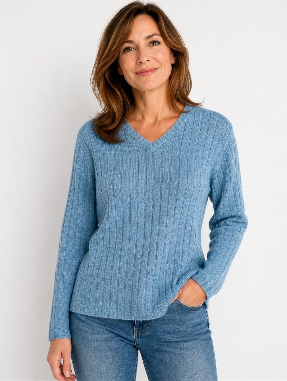 Lands' End Vintage Blue Marbled 100% Cotton Sweater- Size:10-12